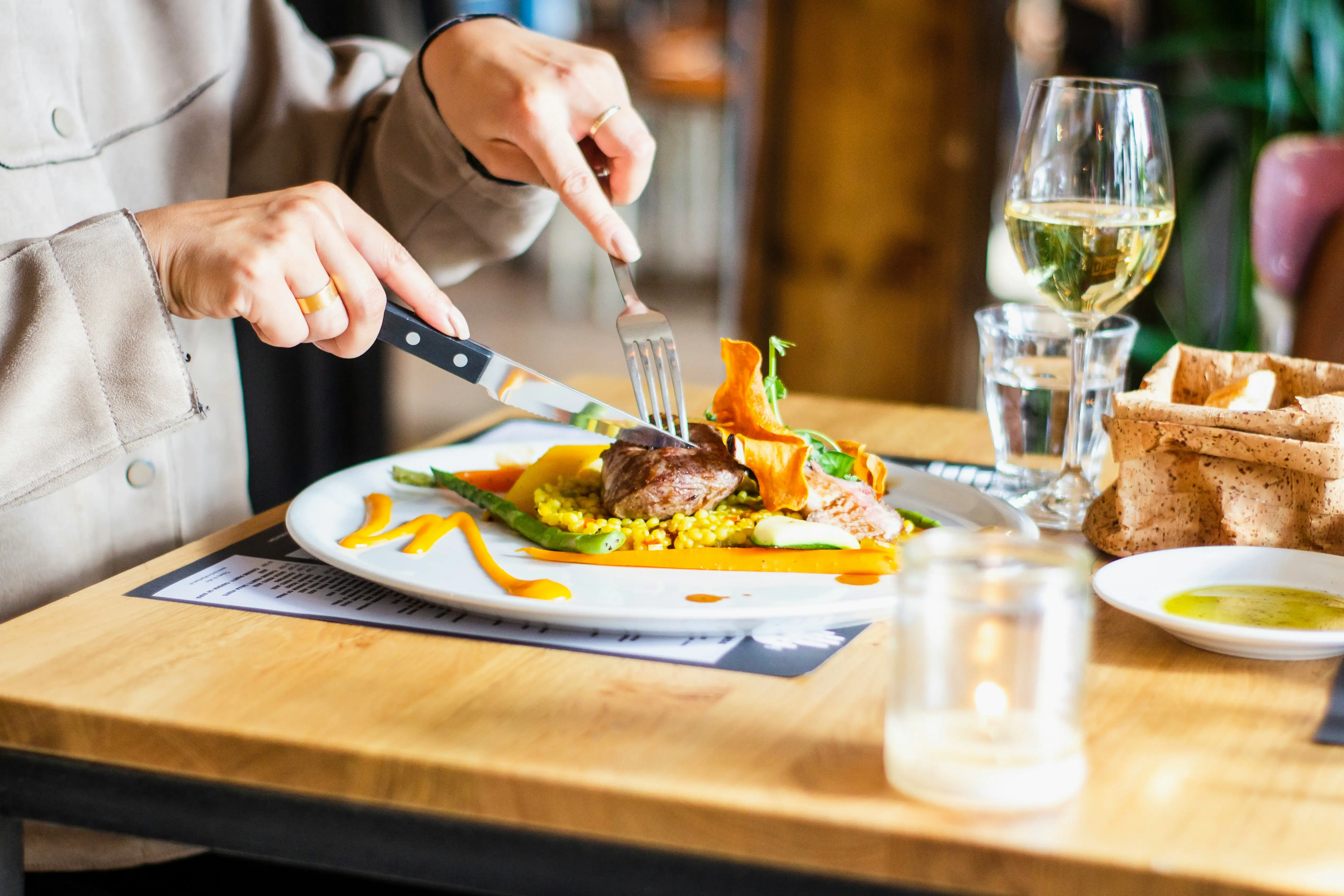 Elegant table with gourmet dishes