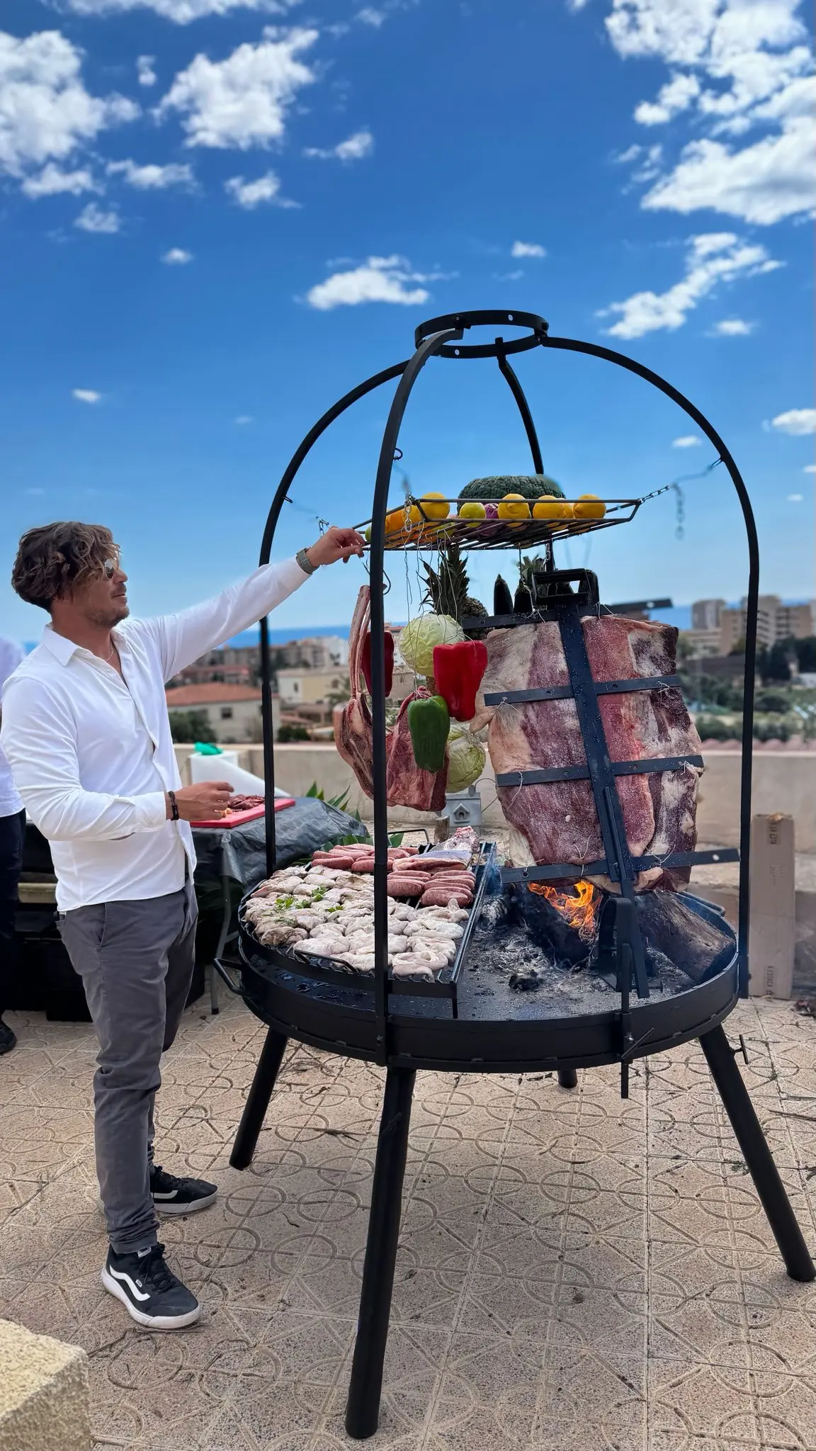 Chef cooking outdoors