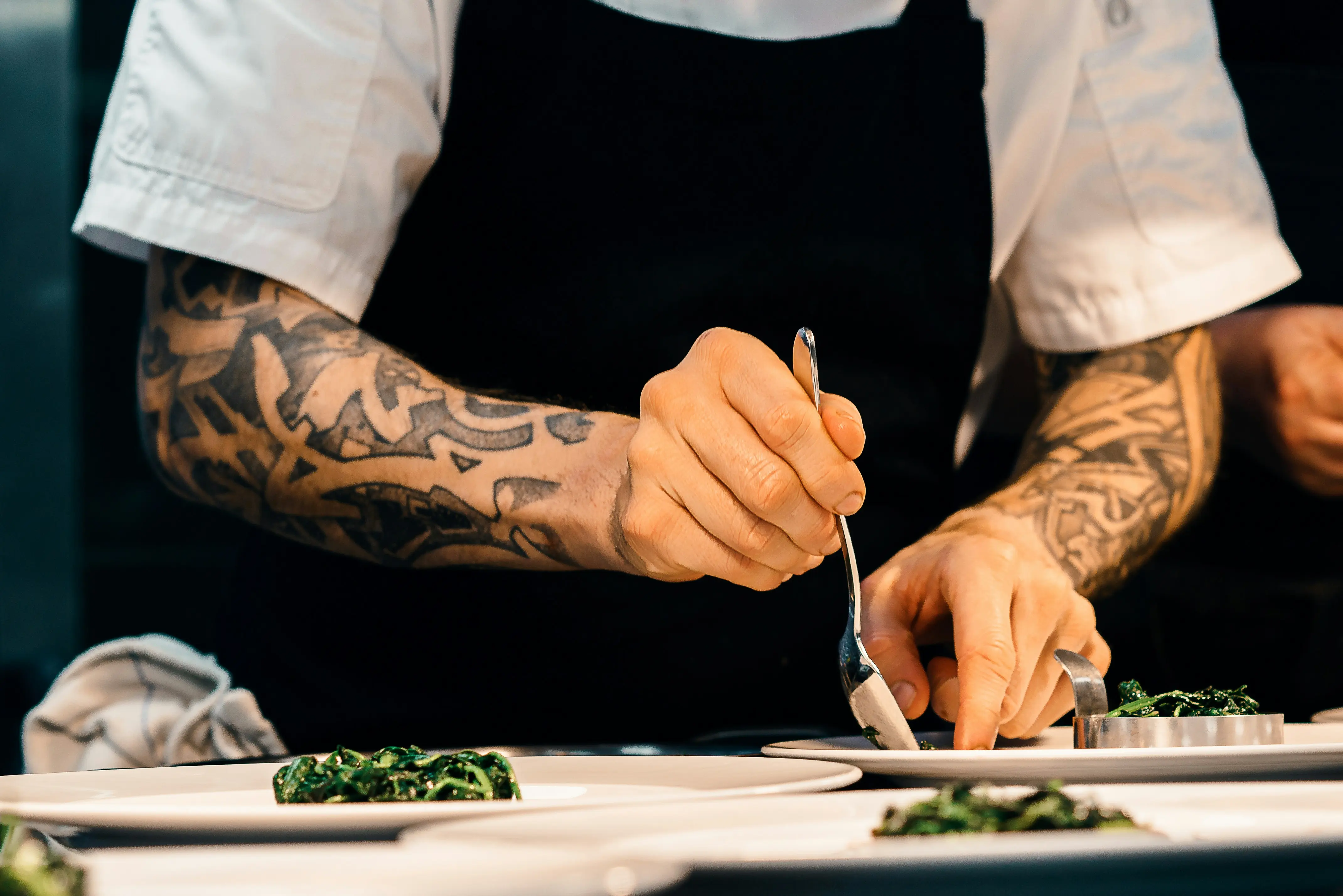 Chef plating a dish